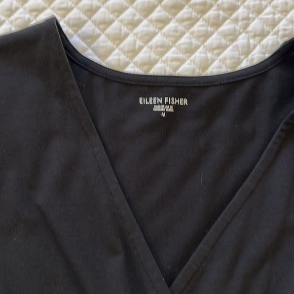 Eileen Fisher cotton v neck MIDI Dress in Black medium - Picture 6 of 6